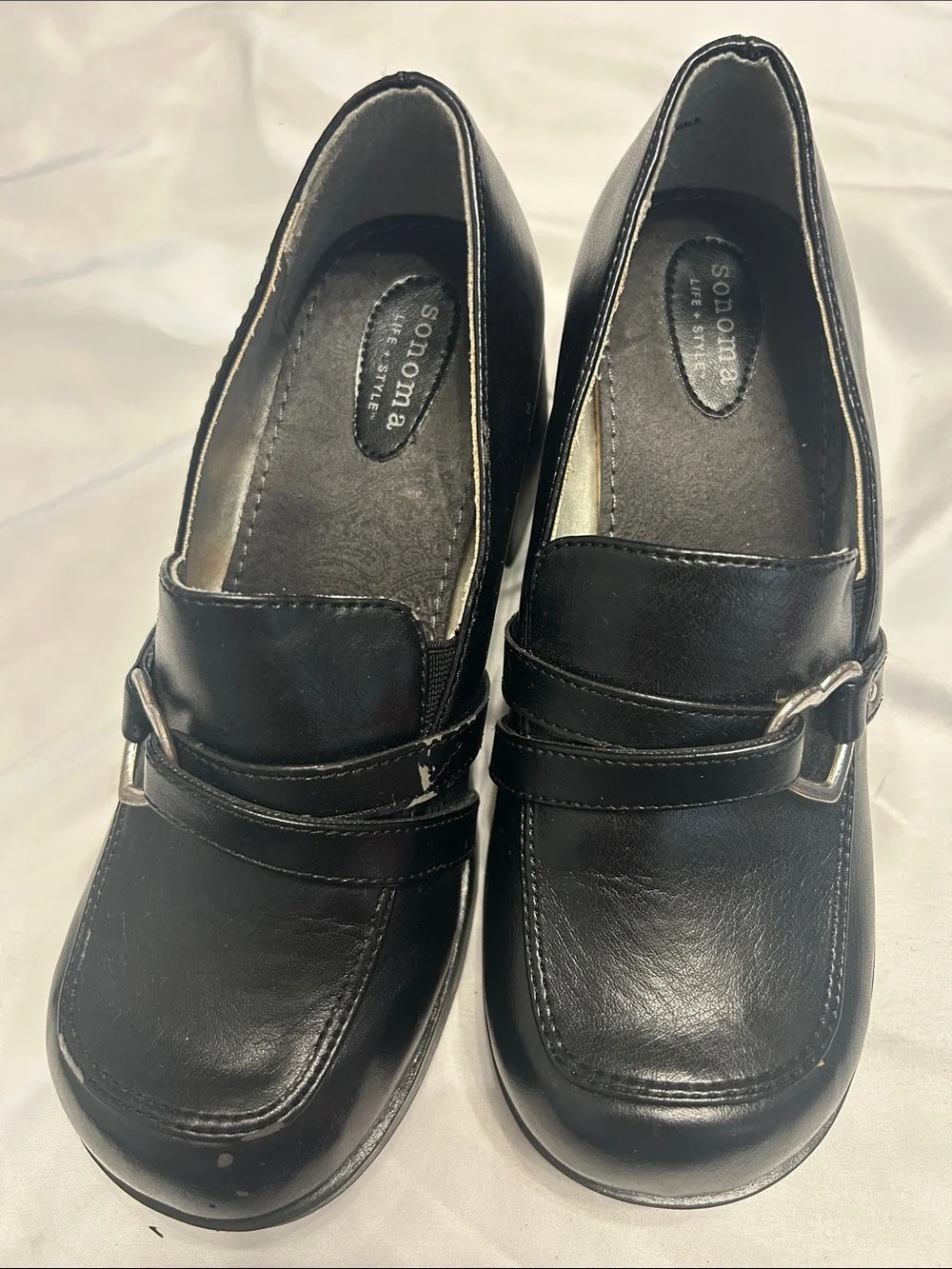 Sonoma Black Girls' Slip-On Dress Shoes with Decorative Buckle